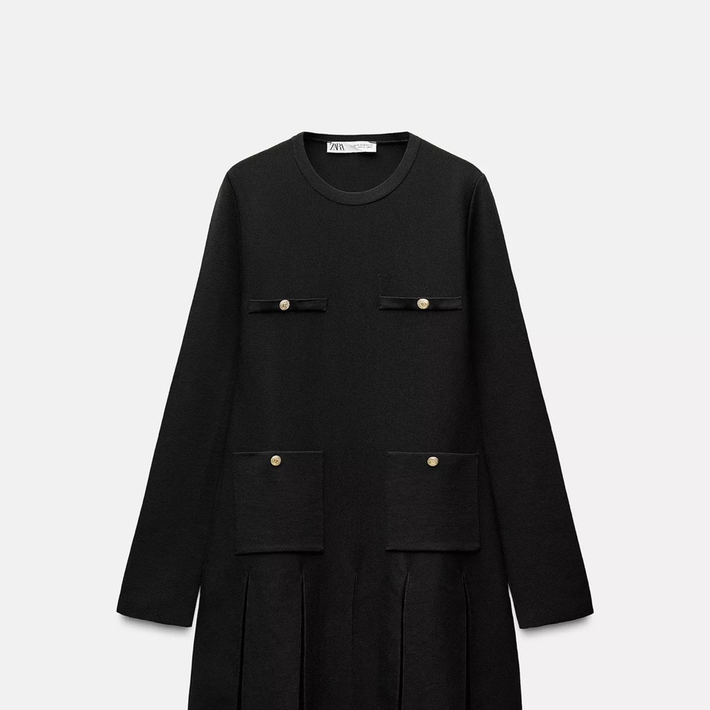 Zara Pleated Short Knit Dress NWT